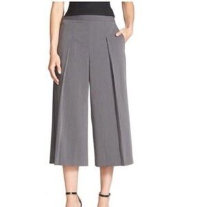 Chelsea 28 - High Waisted, Grey, Pleated, Wide-Leg Culottes in size 6.